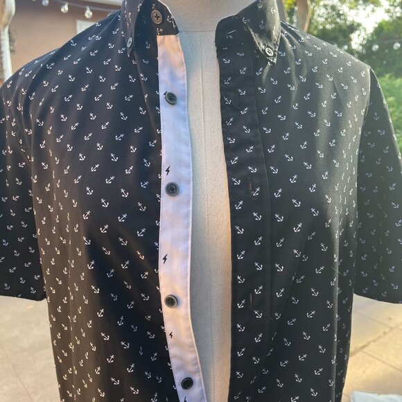 Fried Denim NYC Navy Blue Anchor Print!  Size Medium - Slim Fit - Picture 2 of 7